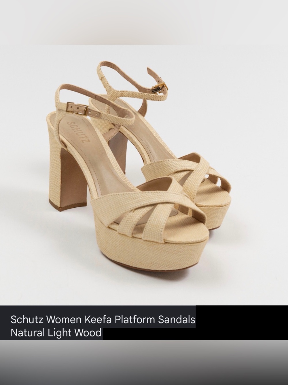 NWT SCHUTZ KEEFA Natural Block Heel Platform Sandal with Ankle Strap, Size 8